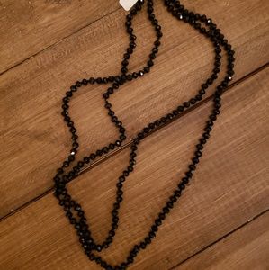 Long Black Beaded Necklace